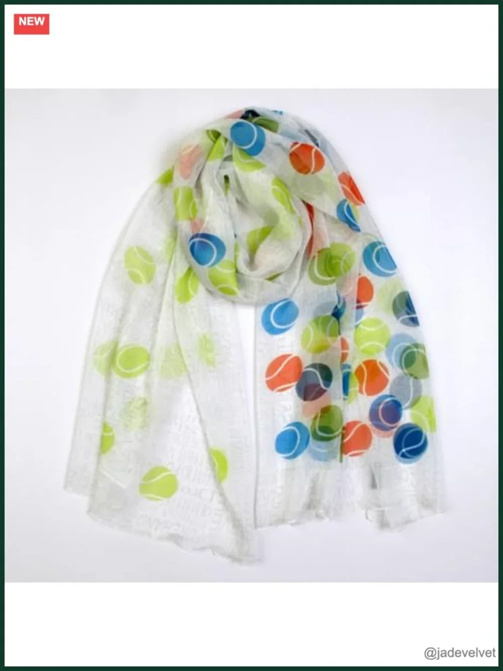 Ombre Tennis Ball Scarf, 100% Polyester Silk-like Sheer Square Scarf
